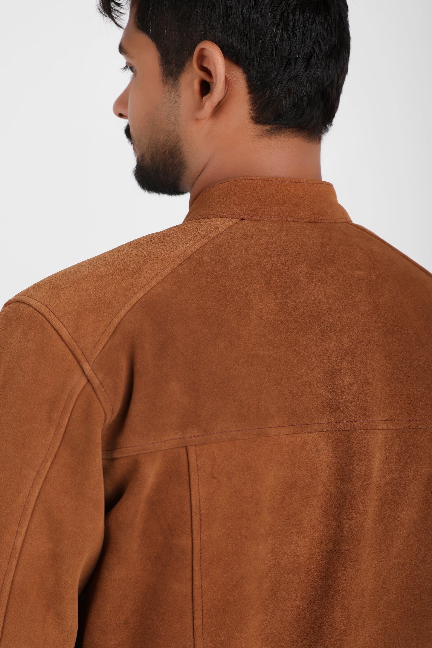 Classic Suede Leather Jacket Tan Zip