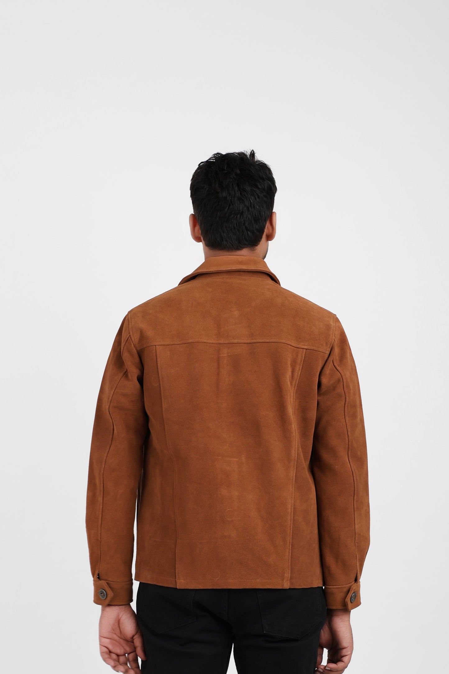 Classic Suede Leather Jacket Tan Buttons