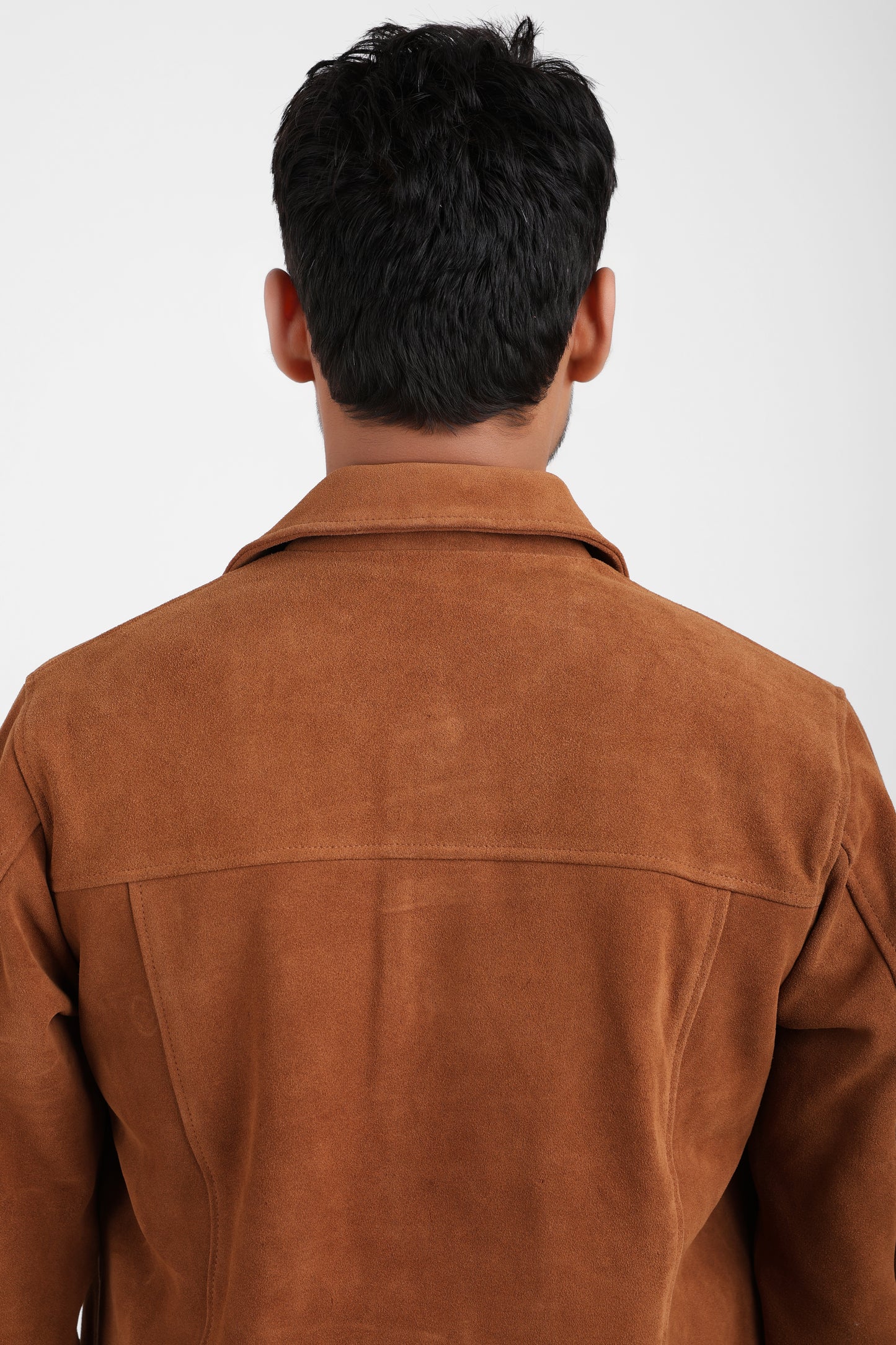 Classic Suede Leather Jacket Tan Buttons