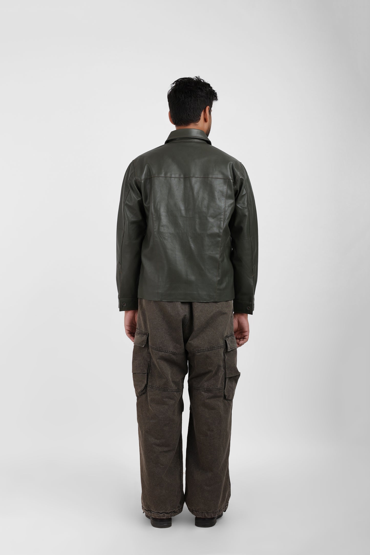Classic Leather Shacket Olive
