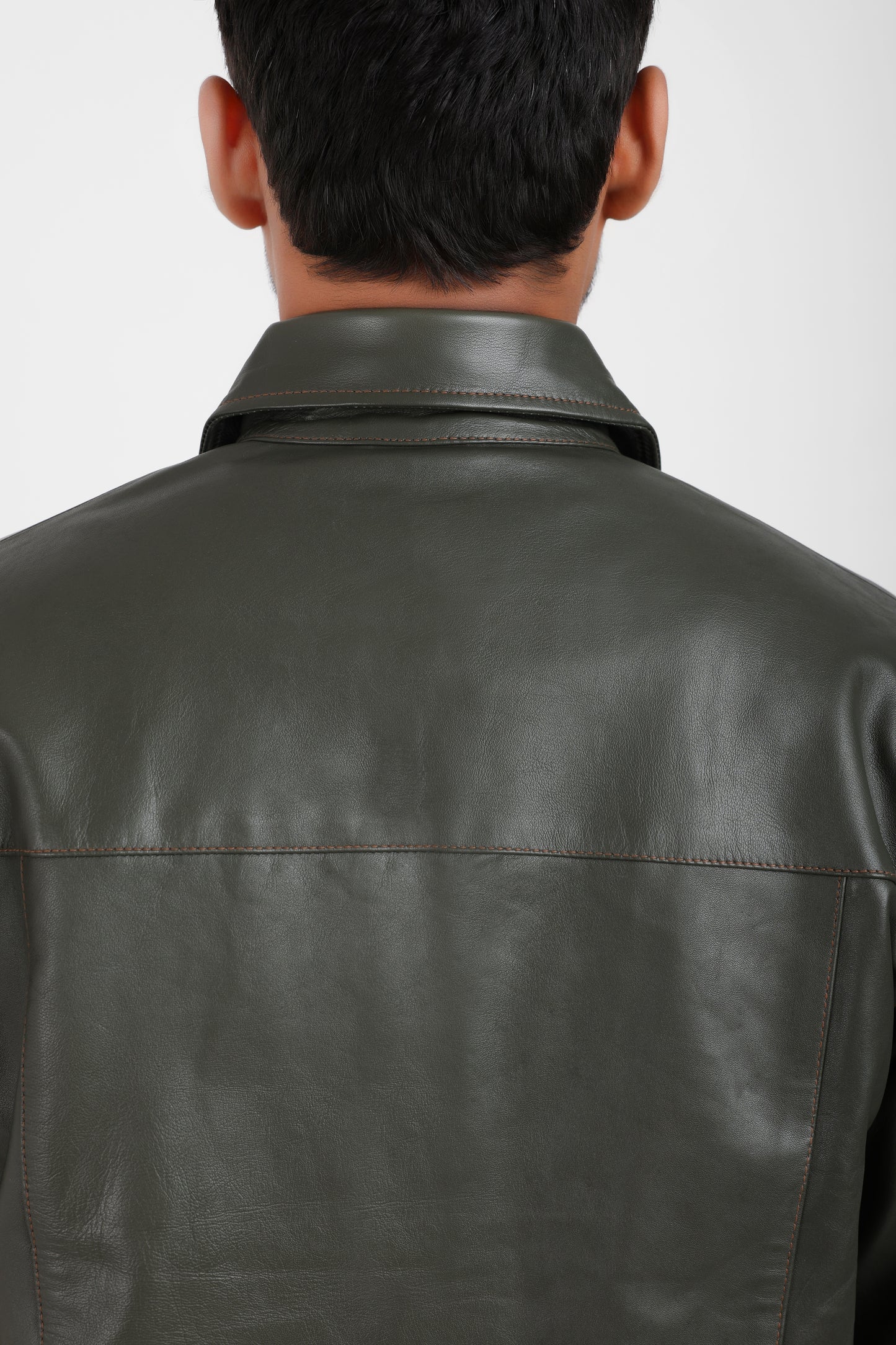 Classic Leather Shacket Olive