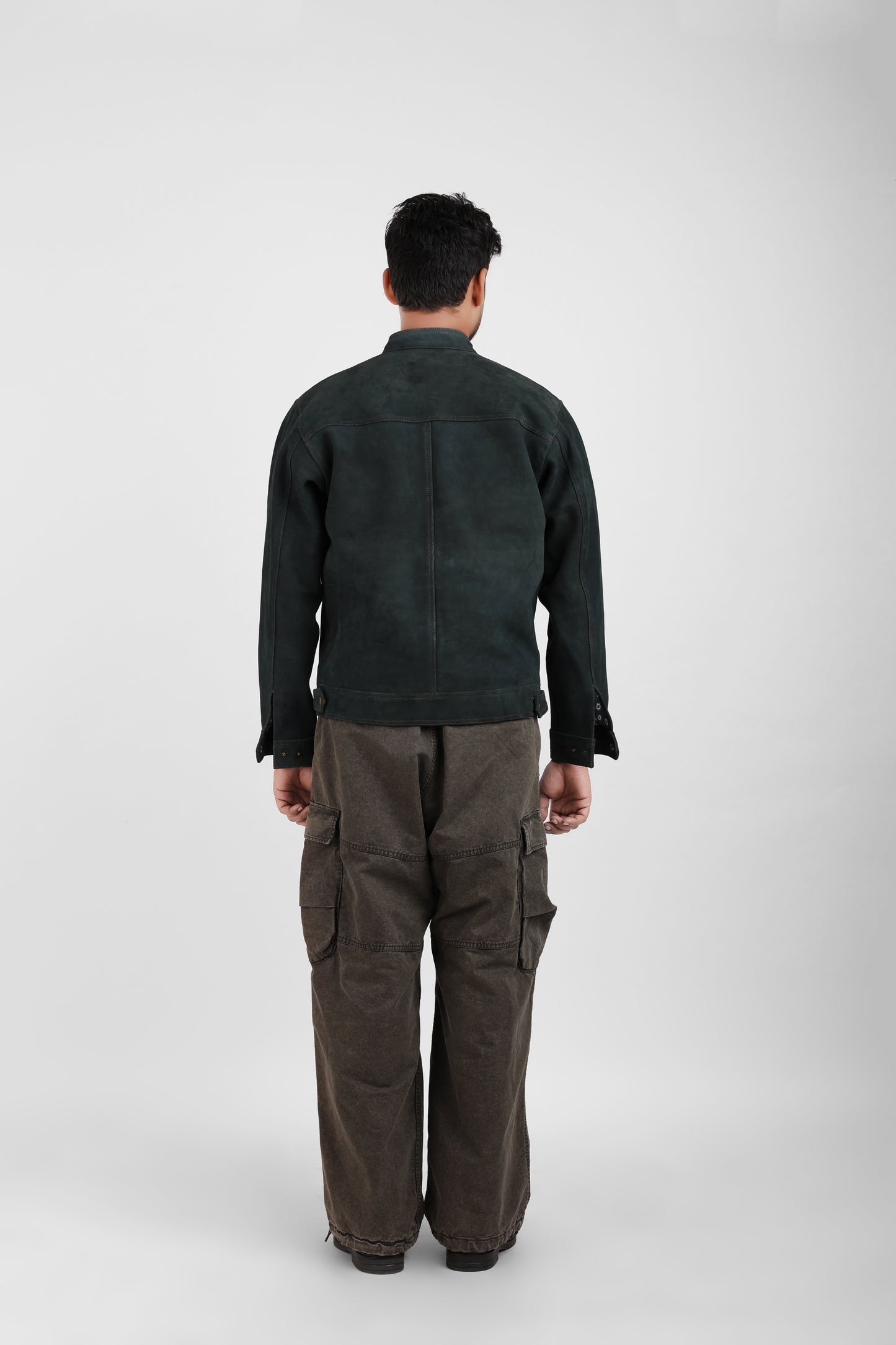 Classic Suede Leather Jacket – Forest Green