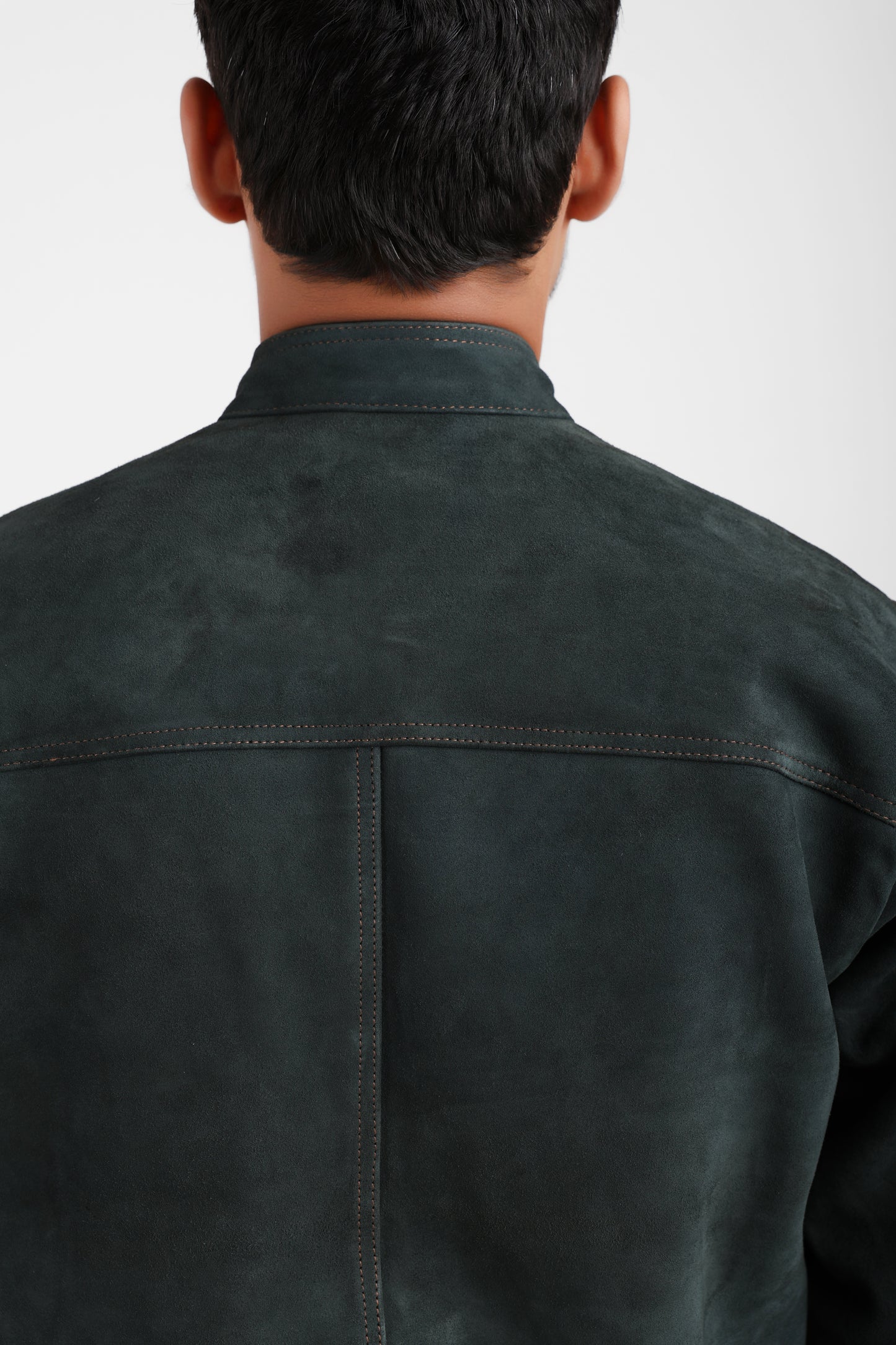 Classic Suede Leather Jacket – Forest Green