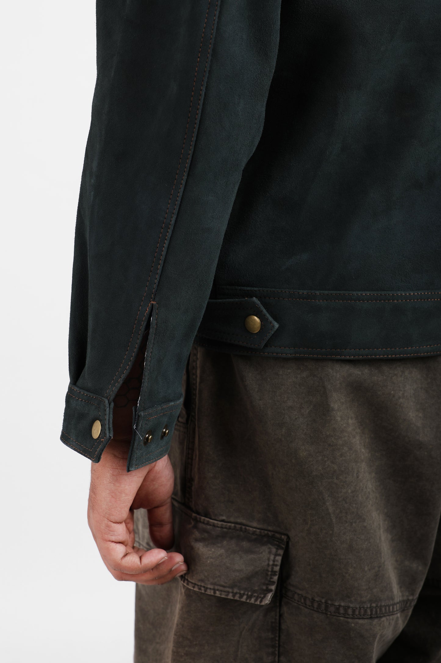 Classic Suede Leather Jacket – Forest Green