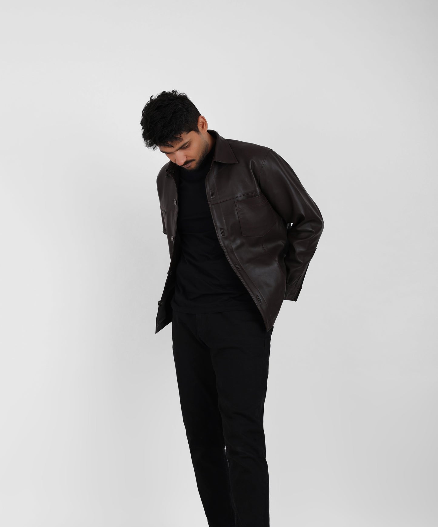 Classic Leather Shacket Chocolate Brown