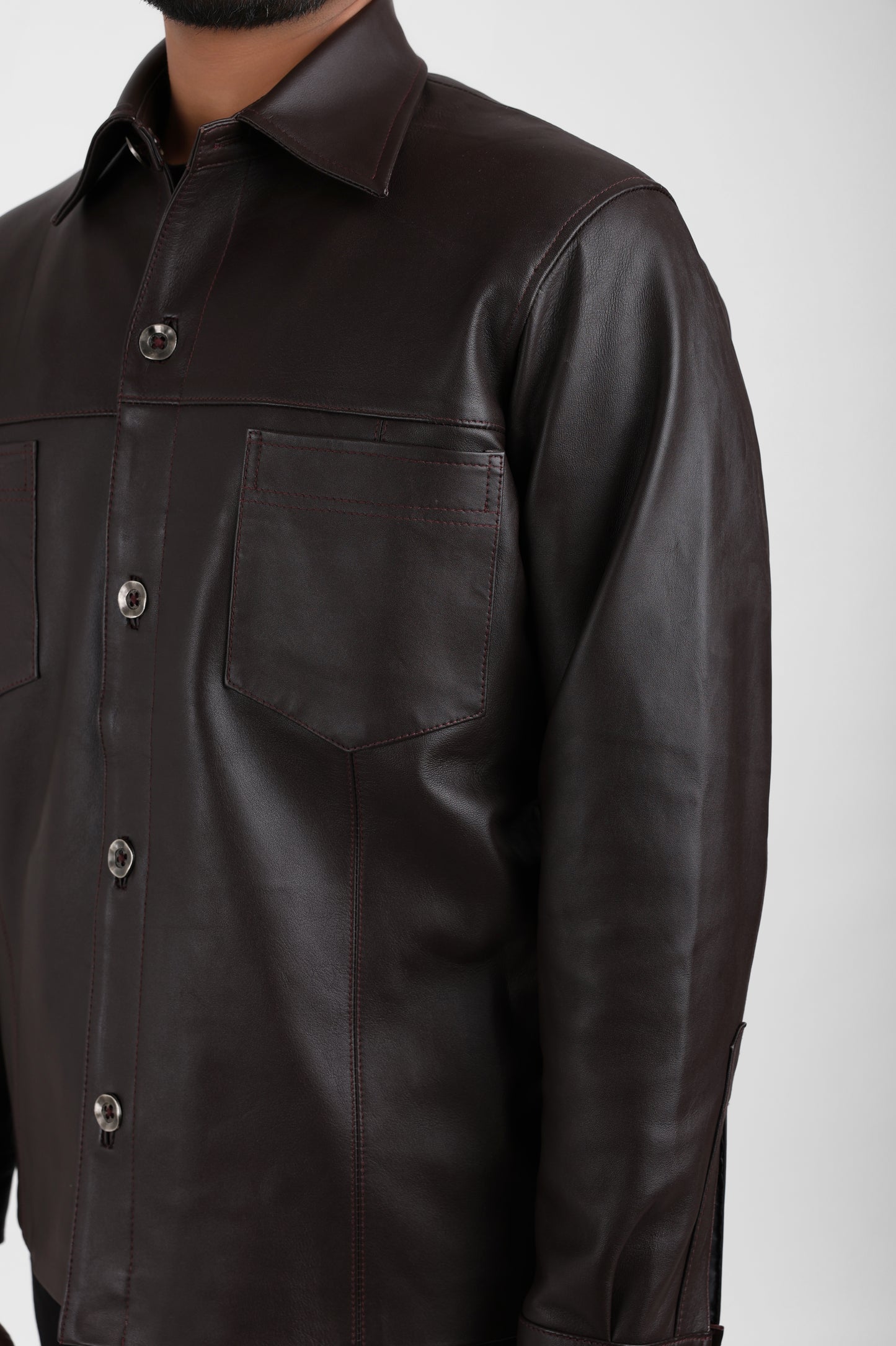 Classic Leather Shacket Chocolate Brown