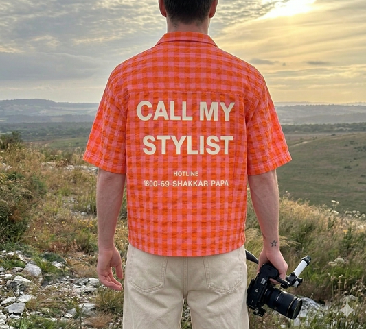 Orange Boxy fit Crop Shirt