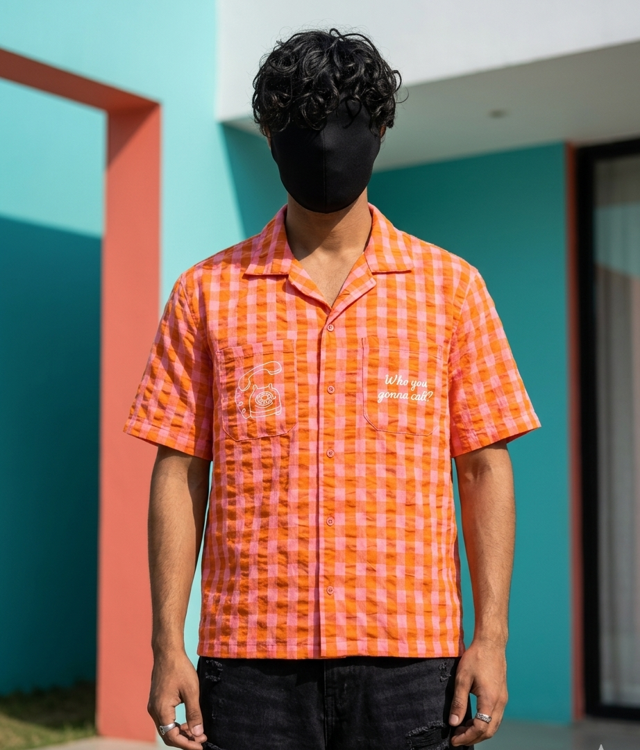 Orange Boxy fit Crop Shirt