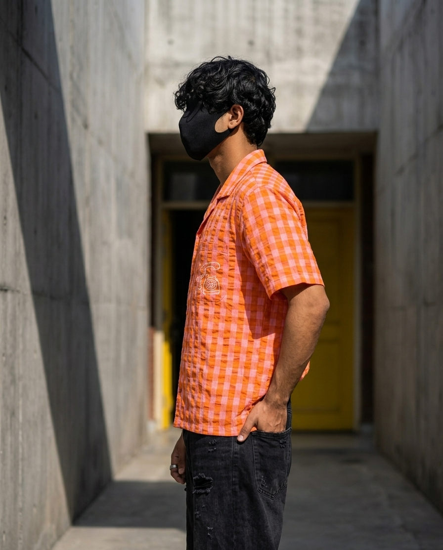 Orange Boxy fit Crop Shirt