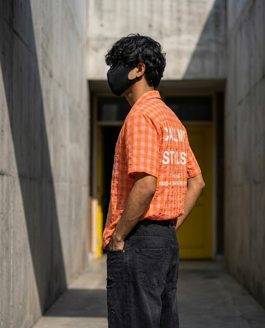 Orange Boxy fit Crop Shirt