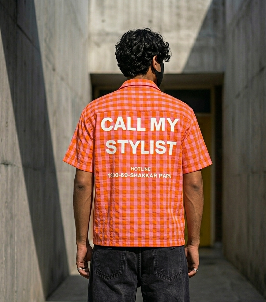 Orange Boxy fit Crop Shirt
