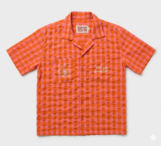Orange Boxy fit Crop Shirt